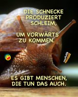 Die Schnecke produziert Schleim, um vorwärts zu kommen. Es gibt Menschen, die tun das auch. - Geistes(bl)witze